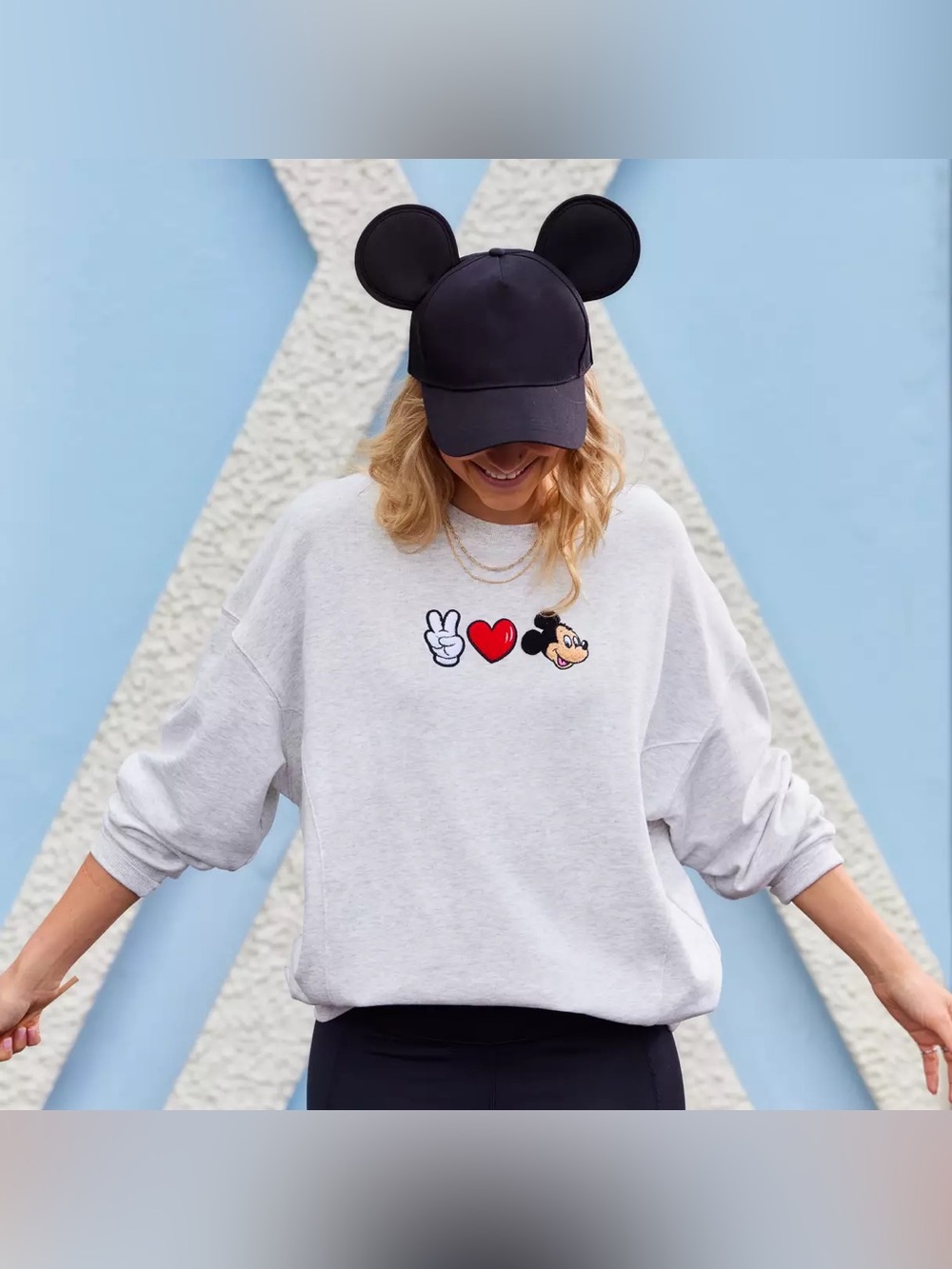 Disney Mickey Mouse "Peace, Love, Mickey" Pullover Sweatshirt Size S